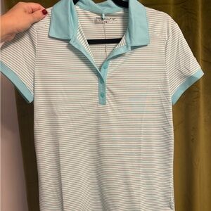 Nike Women's Aqua Striped Button Down Shirt